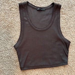 Gray cropped tank top from Zara
